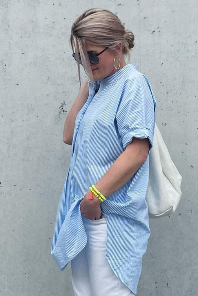 Oversized bluse Streifen nähen