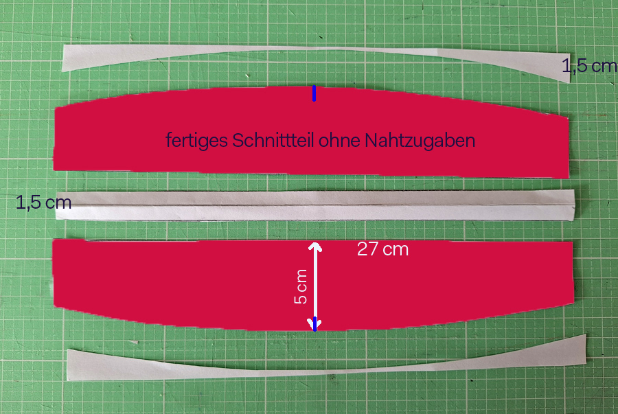 Schnittmuster für Taschenverschluss mit Zipp