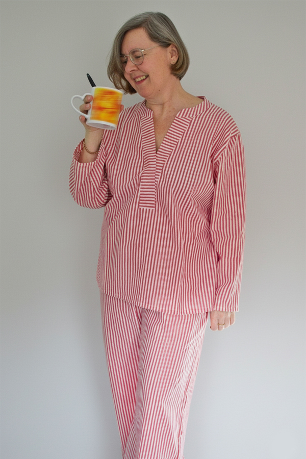 einfachen pyjama naehen aus Streifenstoff