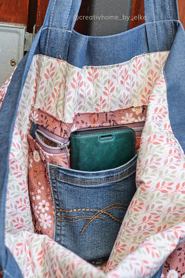 schnittmuster tasche mit boden carry go blau patchwork innenansicht bpatterns
