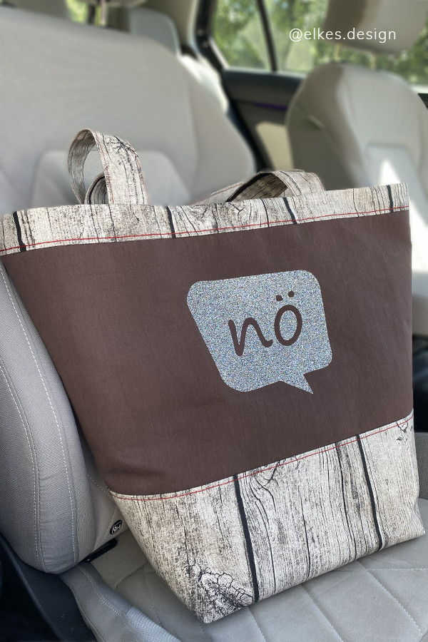 schnittmuster tasche mit boden carry go braun mit aufschrift bpatterns