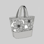 Technische Zeichnung in schwarz-weiss der Tasche "Carry&Go" Schnittmuster von b-patterns